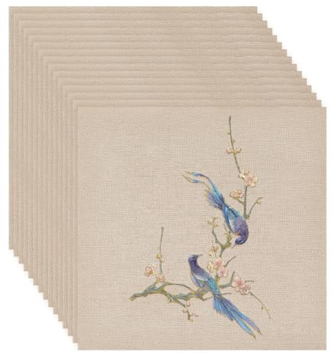 BENECREAT 20 Blatt Beigefarbener Quadratischer Leinen-Stickstoff, 25x25cm Stich-Stickstoff Handarbeitsstoff Für Kleidungsstücke, Bastelzubehör