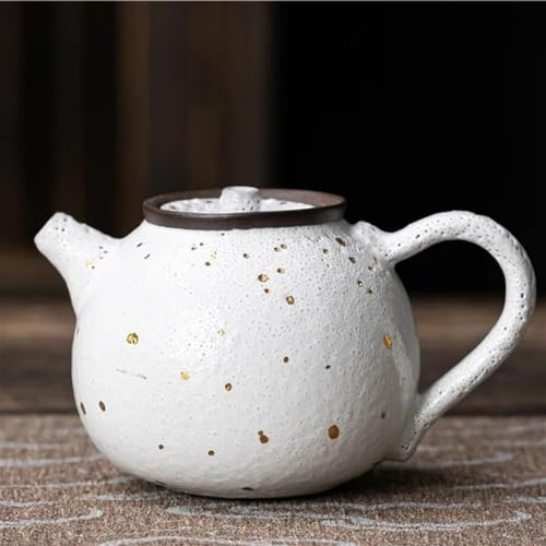 Teekannen-Set, kreativ, Zhiye-Einzeltopf, Wabi-Sabi, kleiner Wasserkocher mit Filter, personalisiertes Geschenk, handgefertigte Teekanne aus Weißgold-Keramik, 200 ml, Tee-Sets mit Teekanne