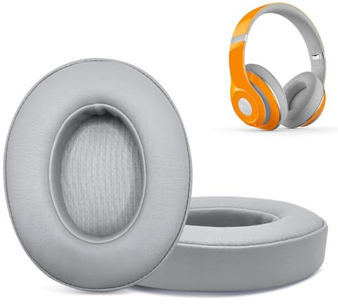Replacement Ear Pads for Beats Studio 2 & Studio 3 Wired & Wireless Headphones, Ear Cushions, Headset Earpads, Ear Cups Cover with Soft Protein Leather-Grey