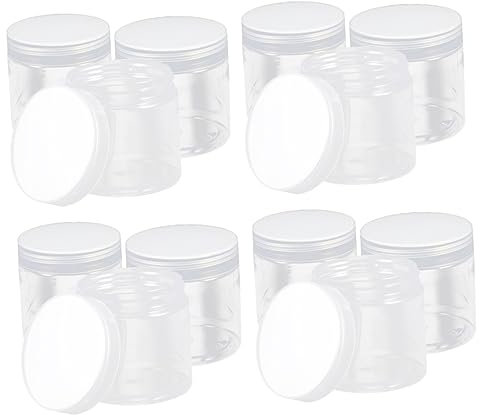 ULTECHNOVO Bouteilles Rondes En Plastique De 300 Ml - Récipients De Conservation Des Aliments Avec Couvercle - Cuisine