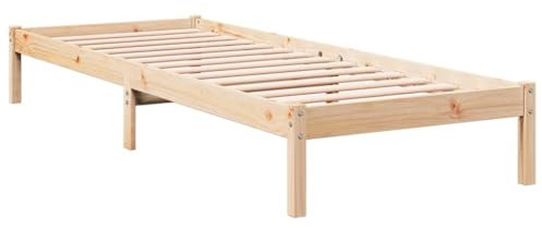 vidaXL Massivholzbett, Holzbett Extra Lang ohne Matratze, Bettgestell mit Lattenrost, Bett Einzelbett für Schlafzimmer, 90x220cm Kiefernholz