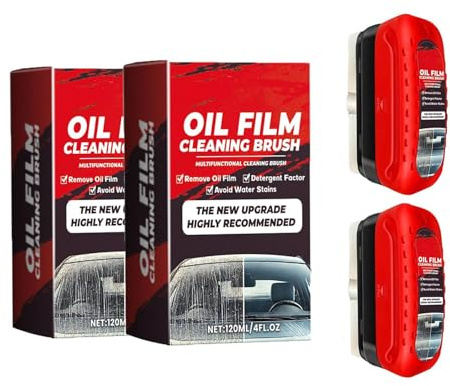 Lafoxla 2pcs Automotive Oil Film Cleaning Brush, Glass Coating for Windshield, Repels Water, Improves Clarity and Visibility