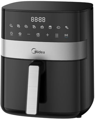 MIDEA Smart Friggitrice Ad Aria 6,5L con LED TouchScreen, 10 Programmi, Cestello Vetro Trasparente e Luce, Regolazione della Temperatura e Del Tempo, 90% Meno Olio, 2000W Air Fryer WiFi