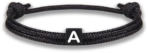 GD GOOD.designs Armband mit Buchstabe A | Verstellbares Partnerarmband (14cm - 25cm) mit schwarz geflochtenen Seil - Geschenk für Sie und Ihn