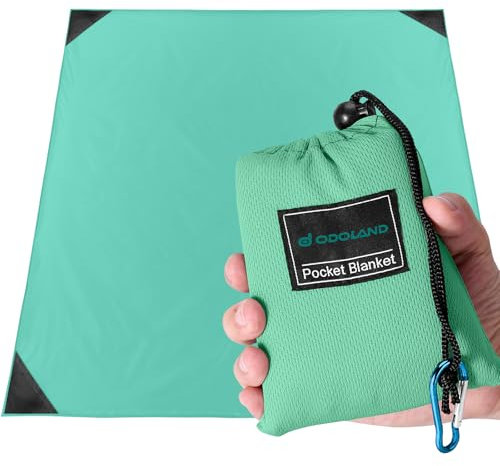 Odoland Picknickdecke 180 x 160 cm Ultraleicht Stranddecke Tragbare, Sandabweisende Camingmatte Kompakt Outdoor Decke für BBQ, Strand, Reisen, Camping und Picknick