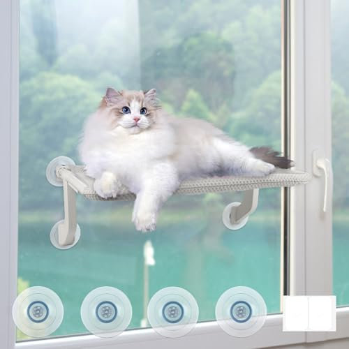 YARVPUV 2-en-1 Hamac Chat Fenêtre Pliable 53.5x39.5cm Lit Suspendu Chat avec Ventouses et Crochets Support Usqu'à 25kg Hamac Fenêtre Chatte Confortable et Sécurisé pour Intérieur Extérieur - Gris