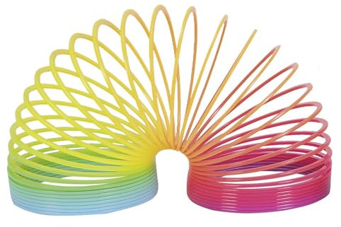 Magic Spring Regenbogenfeder – klassische Springfeder in Regenbogenfarben 6 x 7,5 cm – lustiges Spielzeug für Kinder ab 3 Jahren – Treppenläufer Spiralspiel bunte Feder – Mitgebsel Party Geschenk