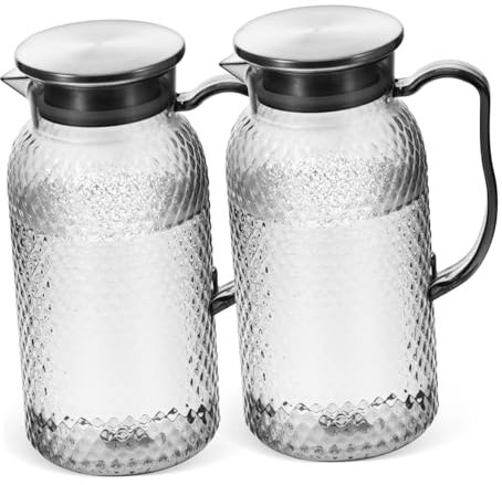 Ciieeo 2pcs Juice Pitcher Plastic Lid Large Capacity Jugs for Parties Fridge Storage Drink Pitcher for Fresh Juice Water Iced Tea