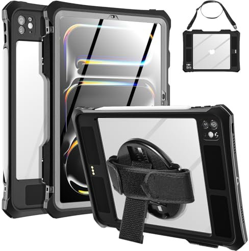 AICase for iPad Pro 11 (M4) 2024 Waterproof Case, Underwater Protection Dustproof Shockproof with 360° Full Body Protection Case with Lanyard Kickstand