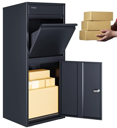 3FlexHome Phoenix Extra Large Parcel Box - Large Parcel Box Outdoor, Delivery Box with Secure Front Access, Durable, Lockable Weatherproof Parcel Drop Box For Multiple Packages (GREY)