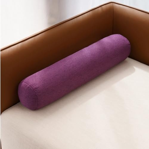 AQIGR Lange Nackenrolle 15x60 20x80 20x120 cm, weich u. formstabil, Füllkissen aus flauschigem Schaumstoff, Nacken Beinkissen für Bett und Couch(Purple,20x120cm)
