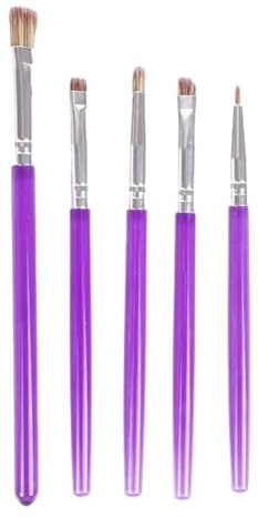 BEAMARKER 5Pcs Cake Painting Brushes Set Nylon Food Decorating Fondant Paint Brushes for Dusting Edible Glitter Edible Color Cake Cookie Decoration with Aluminium Tube Plastic Handle(Purple)