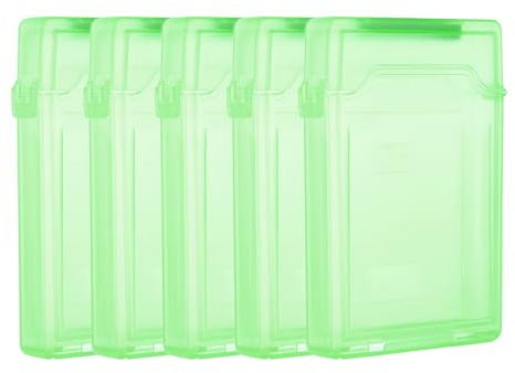 PATIKIL 4.5 x 3.2 Hard Drive Disk Case, 5Pcs Plastic Hard Disk Storage Box Portable Anti-Static Case for 2.5 External SSD HDD, Green
