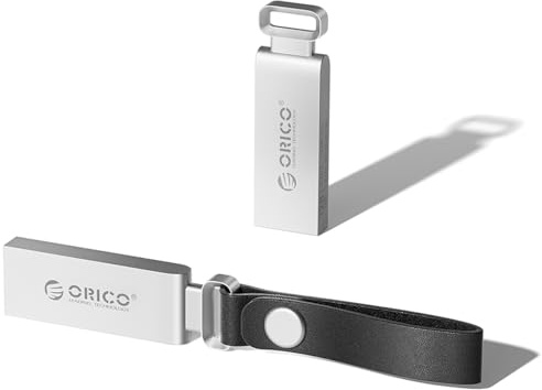 ORICO 32 GB USB 2.0-stick med lädersnöre, 20 MB/s, metall, silver, U202