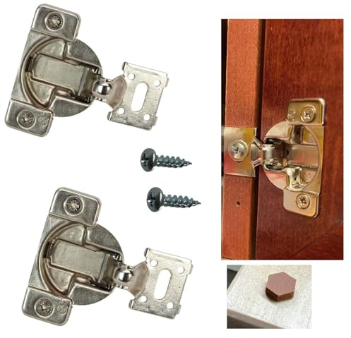 E.H.C. Face-Frame Cabinet Hinge Repair Kit for Grass TEC 861, 7/16 Overlay, 108° Dowel, Nickel Finish, 2 Hinges with Hardware