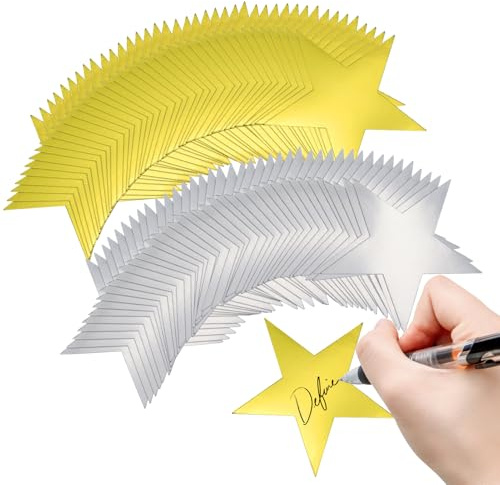 80 stycken stora stjärnpapper, dekoration stjärnor att hänga upp, glitter Star Cutouts, pappersstjärnor stjärnsnitt stjärnutskärningar 15 cm bräda klassrum vägg fest (guld och silver)