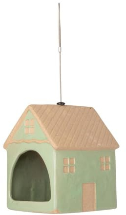 CJ Wildlife Vogelhaus zum Aufhängen – Futterhaus für Vögel – Keramik Grün – Bauernhaus Design – mit Aufhängeschlinge