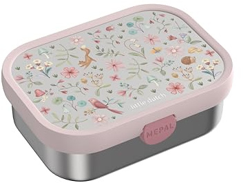 Mepal - Brotdose Edelstahl Campus - Bento Box Kinder - Brotdose Edelstahl Kinder mit Fächern & Gabel - Meal Prep Box mit Clip-Verschluss - BPA-frei & Spülmaschinenfest - 750 ml - Fairy Wonders