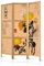 decomonkey Paravent Raumteiler Innen Japan Blumen 135x171 cm 3 Teilig Room Divider Wall Raumteiler Stehend Trennwand Sichtschutz Spanische Wand Sichtschutzwand Wohnzimmer Holz Spa Zen Orient Japan