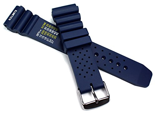 22 mm blau KAUTSCHUK SILIKON ARMBAND TAUCHER DIVER 24 mm Dornschließe mit Wellen in blau und Schwarz