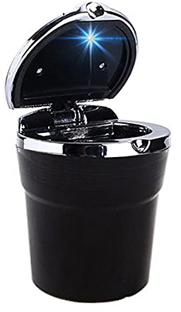 G59C Autoaschenbecher mit LED-Beleuchtung und Getränkehalter – Gluttöter für Auto, Haus und Büro – Kompakt, 9,5 x 7,5 x 7,5 cm