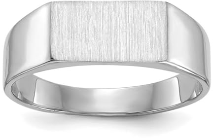 Siegelring aus 14 Karat Weißgold, poliert, massive Rückseite, gravierbar, US-Größe 6, Schmuck für Damen, One Size, Metall Weißgold Goldfarben Metall: Weißgold, Kein Edelstein