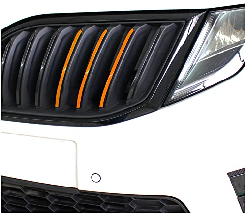Finest Folia 30 teiliges Aufkleber Set für Front Kühlergrill Sticker für Gitter Nierenaufkleber Zierstreifen Folie selbstklebend Kfz Zubehör (K005 Neon Orange)