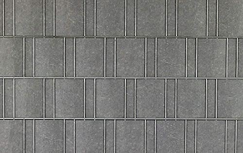 mein-zaunsichtschutz Sichtschutzstreifen in vielen Motiven, beidseitig Bedruckt aus Polyester-Filz für Doppelstabmattenzaun - KEIN PVC (Grau-marmoriert)