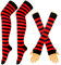 BundleMall Gestreifte lange Strickhandschuhe, kniehoch, gestreift, Leggings, Party-Kostüm, Zubehör, 2 Paar, schwarz/rot, Einheitsgröße