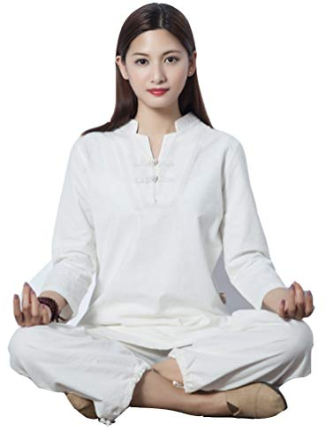 XGYUII Tai Chi Uniform Kleidung Unisex Chinesische traditionelle Baumwolle Seide Stretch Taichi Anzug Tai Chi Übung Taekwondo Training Wing Chun Zen Meditation Kleidung,Weiß,XL