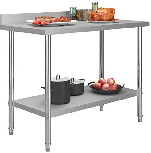 Tidyard Küchen-Arbeitstisch mit Aufkantung 120 x 60 x 93 cm Edelstahl Verstellbare Füße Gastronomie Gastro Edelstahltisch Küchentisch Zerlegetisch Tisch
