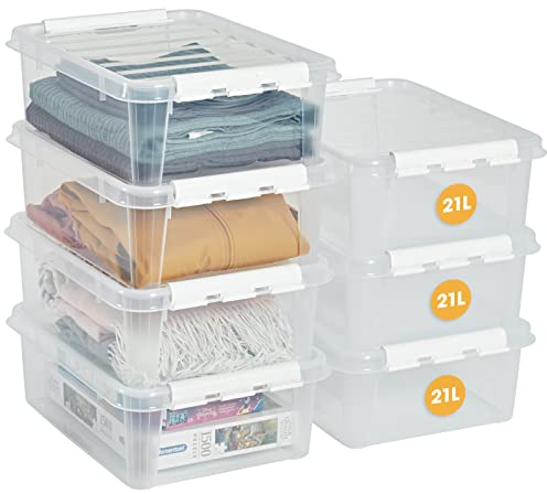 SmartStore - 7x Aufbewahrungsbox mit Deckel Classic 20L (50x39x18cm) | Stapelbare Box mit Deckel | Lebensmittelechte Kunststoffbox | Plastikbox mit Deckel & verstärkten Ecken | 10 Jahre Garantie