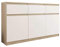 Framire S-3 Kommode in Sonoma Eiche mit Weiß, Kommode mit 3 Schubladen, 3 Türen, Schrank für Schlafzimmer, Wohnzimmer, Bad, 98 x 120 x 40 cm