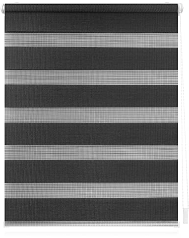 Lichtblick Doppelrollo Klemmfix ohne Bohren, Streifen, Blickdicht, Klemmträger-Montage, Sichtschutz, Wandmongtage, Deckenmontage, für Fenster und Türen Anthrazit,100 cm x 150 cm (B X L)