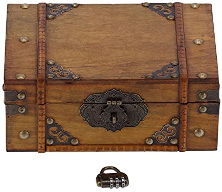 Restokki Holz Aufbewahrungskoffer Koffer, dekorative kleine Holzkiste mit Deckel Dekoration Truhenkasten Koffer Halter Organizer