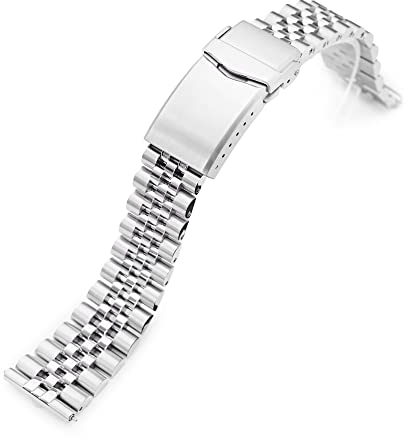 MiLTAT Super-Jub II QR 316L Uhrenarmband mit Schnellverschluss, gerades Ende, gebürsteter Edelstahl, 19 mm, metallisch, Large, Armband