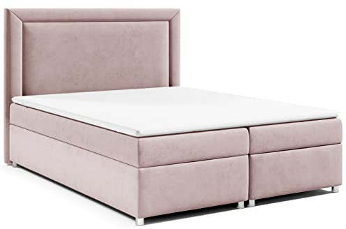 Best for Home Boxspringbett mit Bettkasten Trinity K-3 Bonellfederkern inkl. Topper 160x200 Rosa
