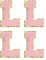 sourcing map 4Stk Chenille Aufbügeln Buchstabe Aufnäher Alphabet L 3.1 Höhe Rosa