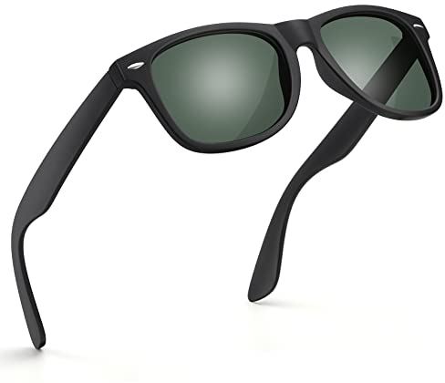 wearPro Sonnenbrille-Herren-Damen-Polarisiert-Rechteckig-Sonnenbrillen Unisex Retro Klassische Vintage Polarisierte Brille UV400 Schutz Classic Sunglasses Eckig für Fahren (Schwarz Grün)