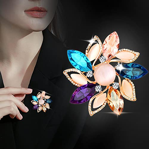 Strass Fleur Broche Broche Brillant Coloré Cristal Floral Broche Mariage Classique Corsage De Mariée Bouquet Tournesol Épinglette Écharpe Vintage Châle Vêtements Accessoires Bijoux pour Femmes Filles
