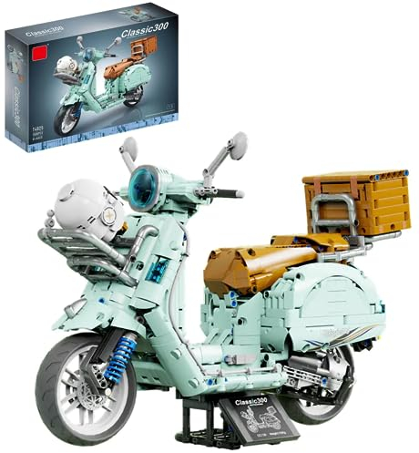 Auforua Technik Motorrad Vespar GTS 300, 1:5 Groß Motorrad Modellbausatz, 1828 Teile MOC Klemmbausteine Technik Motorrad Set, Kompatibel mit Vespa Motorrad Technik