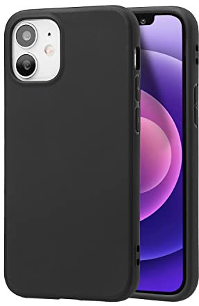 technext020 Schutzhülle für iPhone 12 Mini, Schwarz, stoßfest, ultradünn, Silikon, iPhone 12 Mini, TPU, weiche Gel-Gummi-Abdeckung, stoßfest, Schutzhülle für Apple iPhone 12 Mini, Schwarz