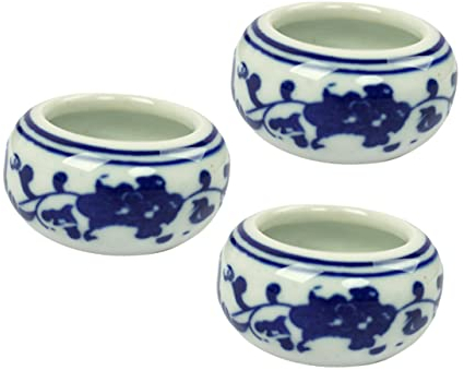 CORHAD 3pcs Pen Washer Paint Cleaner Paintbrush Cleaner Blue Tray Paint Trays Chinese Ink Tray Fountain Pen Ink Japanese Ink Dish Stationery Shallow Water Office Ceramics