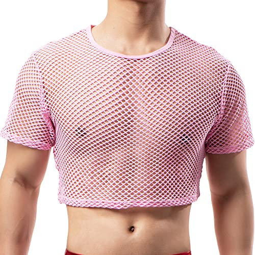 YUFEIDA Camisetas internas de Red para Hombres Sexy Camisetas sin Mangas Mini Camisetas Interiores de Malla para Hombres