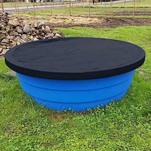 YardJoyliz 9 Foot Plastic Round Stock Tank Swimming Pool Cover Waterproof Heavy Duty Poly Stock Round Tank Pool Cover