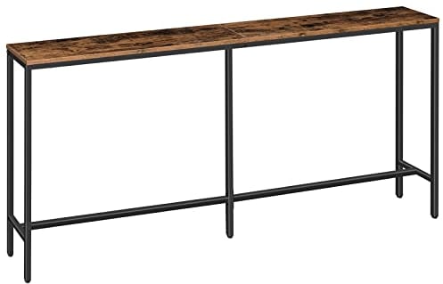 MAHANCRIS 180 cm Konsolentisch, Schmal Tisch, Langer Eingangstisch, Flurtisch, Beistelltisch, Kleiner Ausstellungstisch, Sofatisch für Flur, Wohnzimmer, Dunkelbraun-Schwarz ACTHR18001Z
