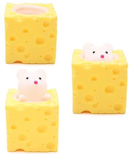 Toyland® Mouse 'n' Cheese - Novelty Squeeze Toys - Assorted Colours - White Mouse