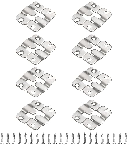 VIDETOL 48 staffe di montaggio a incasso, in acciaio inox, ganci ad incastro per cornici portafoto, resistenti staffe di montaggio a parete per testiera del letto, ganci per connettori per mobili