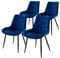 ML-Design 4er Set Esszimmerstühle mit Rückenlehne, Dunkelblau, Küchenstuhl mit Samtbezug, Polsterstuhl mit Metallbeinen, Ergonomischer Stuhl für Esstisch, Esszimmerstuhl Wohnzimmerstuhl Küchenstühle