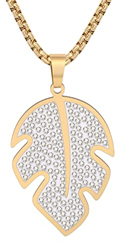 DOWAY Edelstahl Kaktus Geschenke für Damen Mädchen Cute Kaktus Blatt Kette Halskette Anhänger 18 Karat vergoldet Pflanze Schmuck Charms (Vergoldetes Blatt)